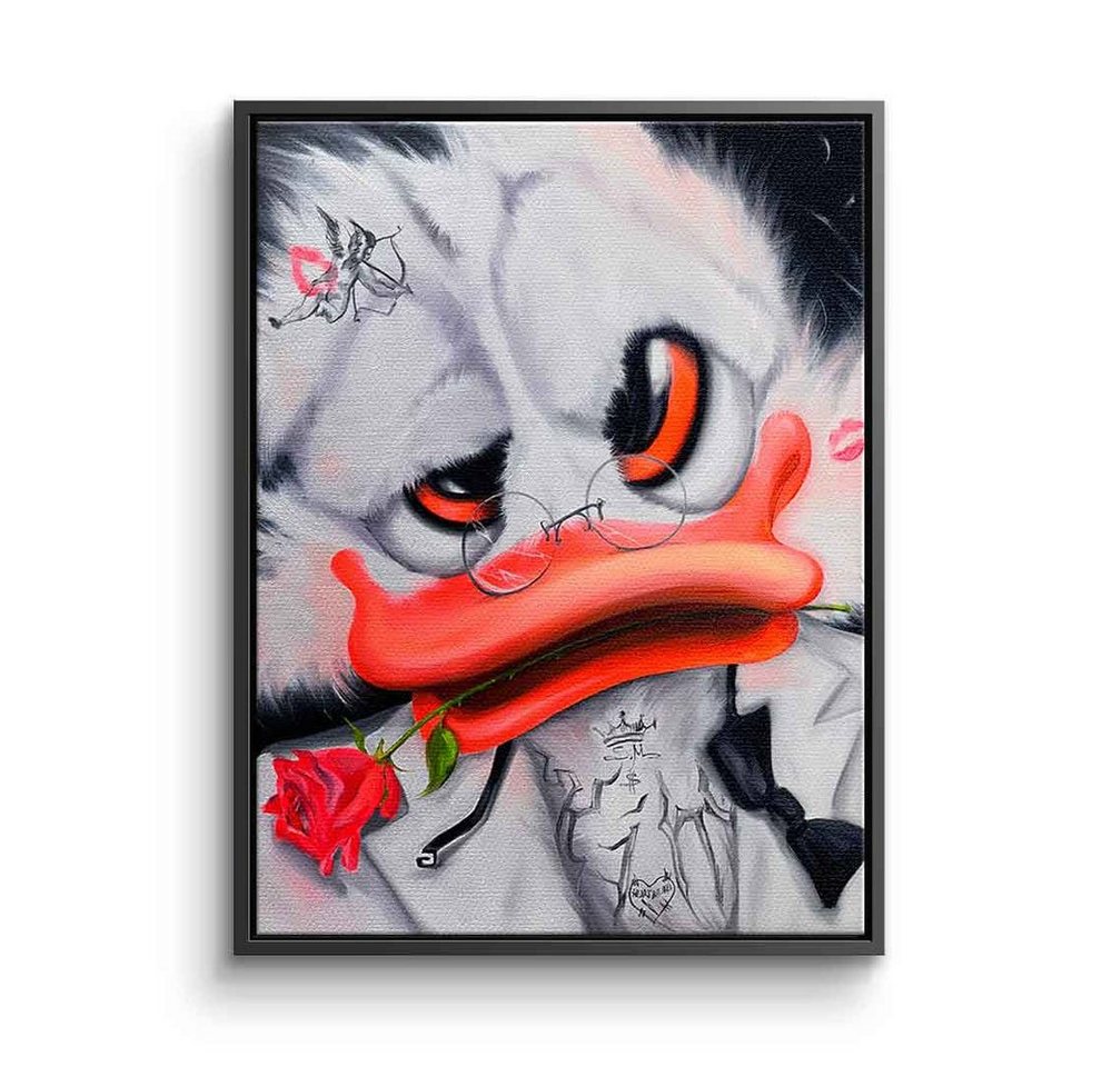 DOTCOMCANVAS® Leinwandbild Love Overdose, Leinwandbild Duck Pop Art Comic Love Overdose Porträt von DOTCOMCANVAS®
