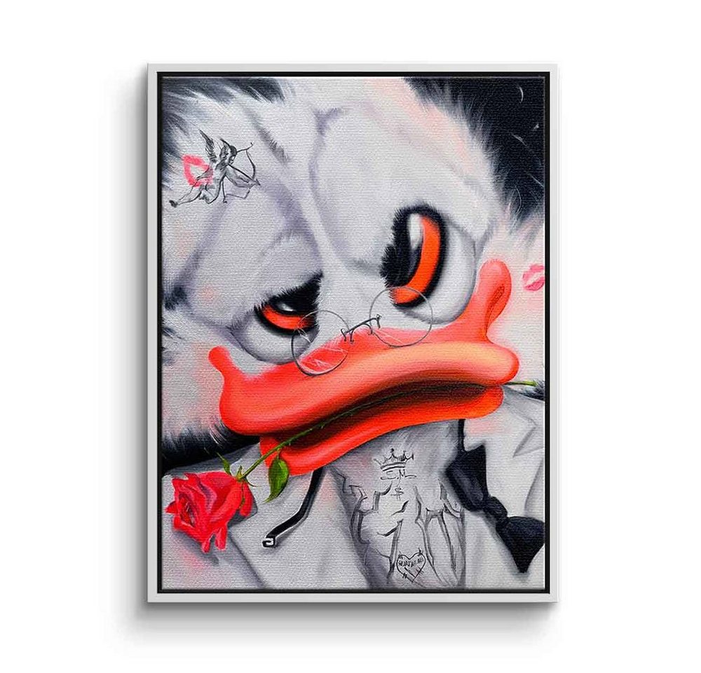 DOTCOMCANVAS® Leinwandbild Love Overdose, Leinwandbild Duck Pop Art Comic Love Overdose Porträt von DOTCOMCANVAS®