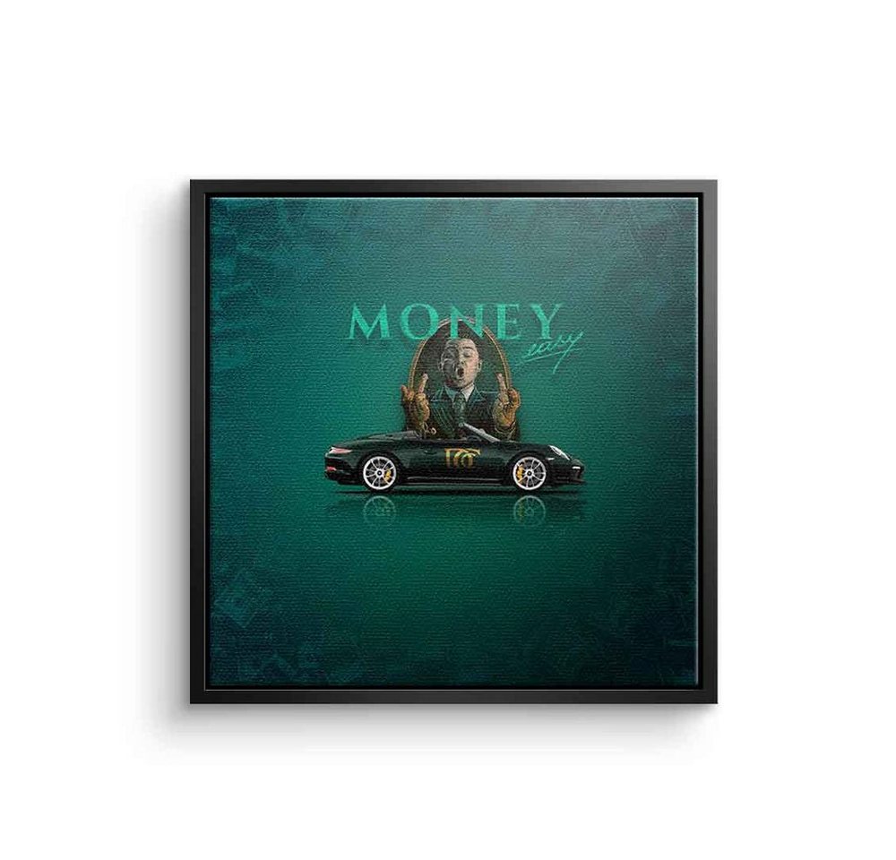 DOTCOMCANVAS® Leinwandbild Money easy Green, Leinwand Bild Money easy Porsche 911 Speedster grün Auto Sportwagen von DOTCOMCANVAS®