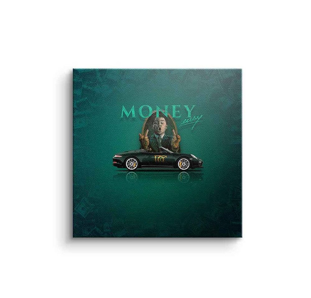 DOTCOMCANVAS® Leinwandbild Money easy Green, Leinwand Bild Money easy Porsche 911 Speedster grün Auto Sportwagen von DOTCOMCANVAS®