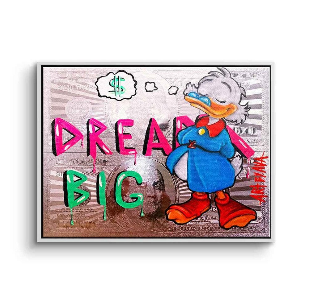 DOTCOMCANVAS® Leinwandbild Dreaming Dagobert, Leinwandbild Dreaming Dagobert Duck dream big Comic Cartoon Geld von DOTCOMCANVAS®