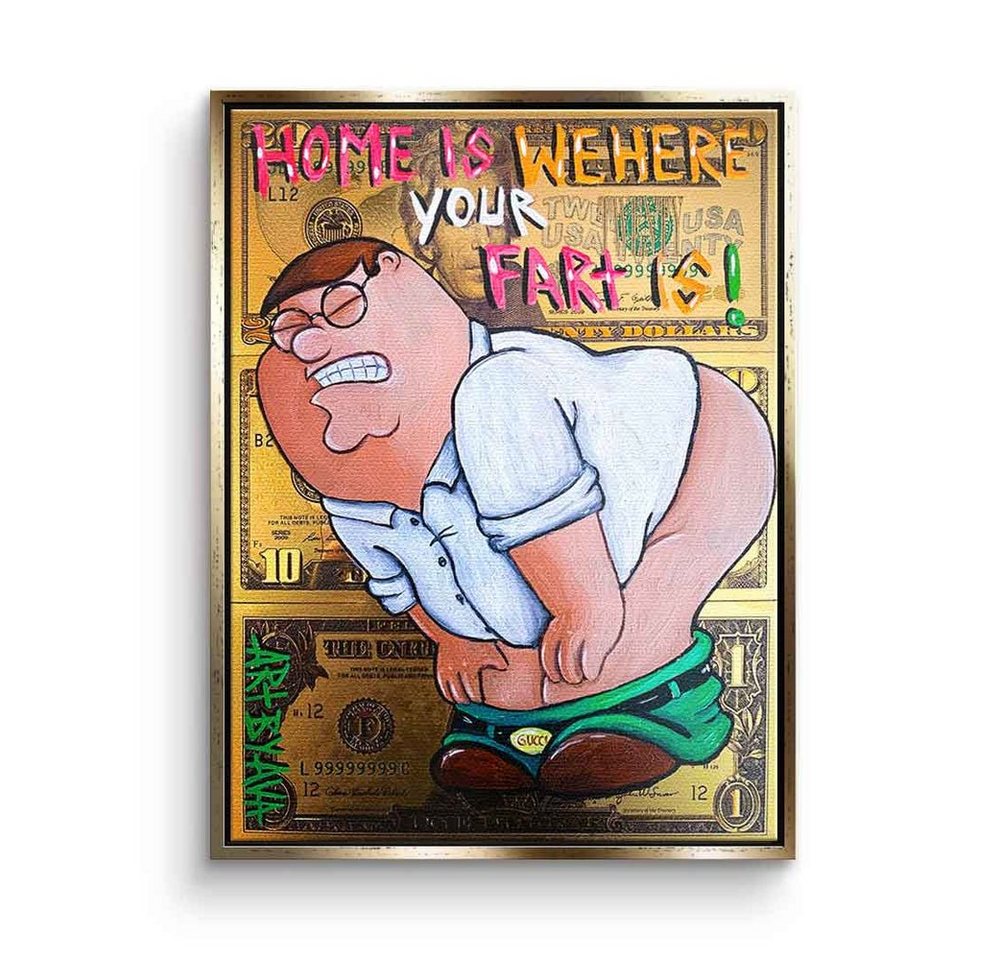 DOTCOMCANVAS® Leinwandbild Farting Peter, Leinwandbild Farting Peter Griffin Family Guy Comic Cartoon WC Klo Bad von DOTCOMCANVAS®