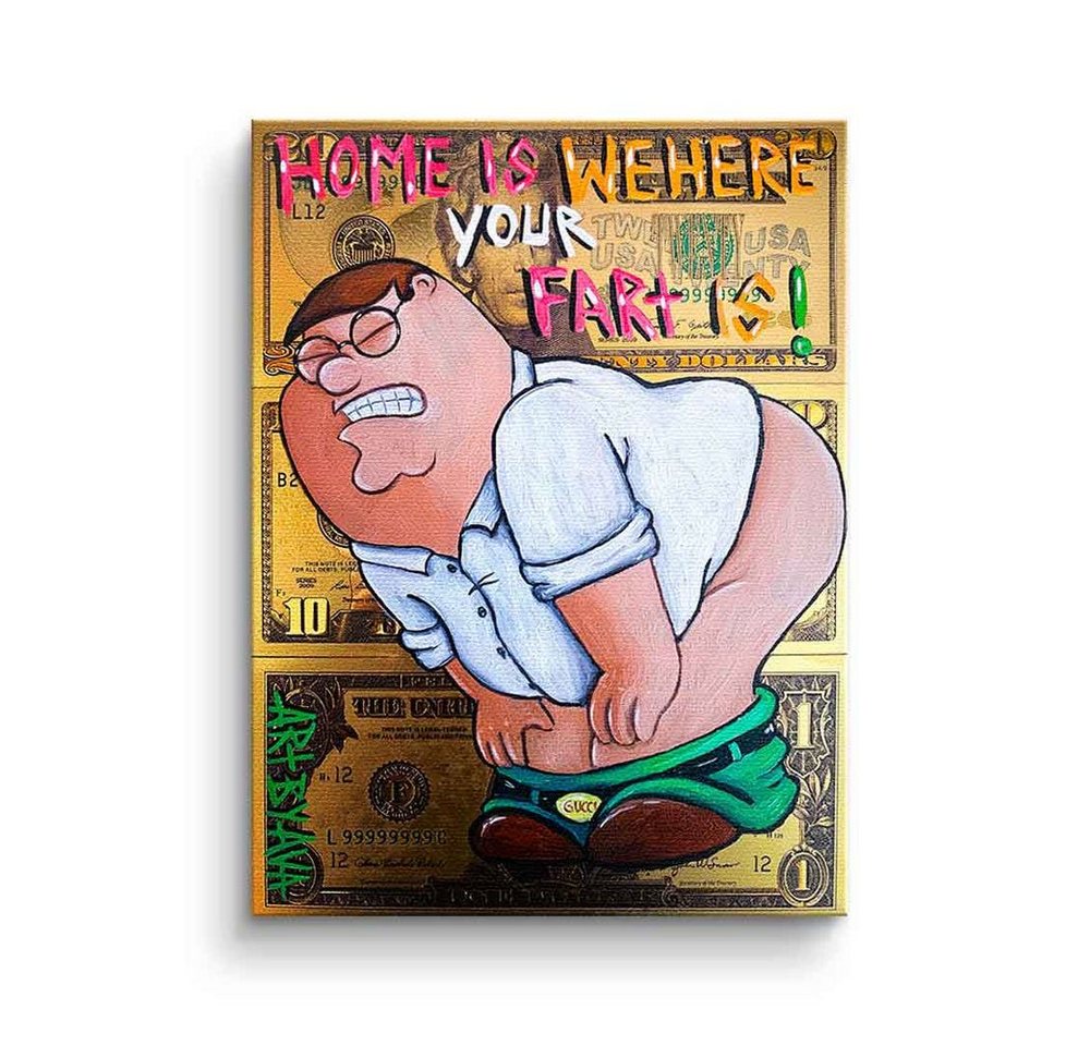 DOTCOMCANVAS® Leinwandbild Farting Peter, Leinwandbild Farting Peter Griffin Family Guy Comic Cartoon WC Klo Bad von DOTCOMCANVAS®