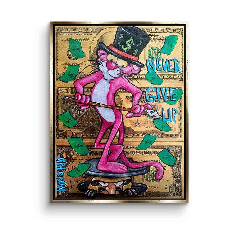 DOTCOMCANVAS® Leinwandbild Rich Panther, Leinwandbild Der rosarote Panther Pink Panther Comic Cartoon gold pink von DOTCOMCANVAS®
