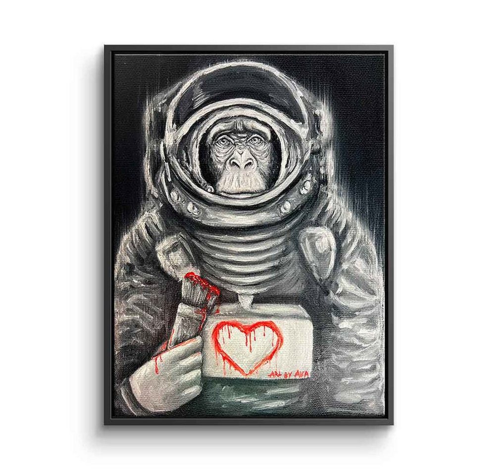 DOTCOMCANVAS® Leinwandbild Space Monkey, Leinwandbild Space Monkey Astronaut Raumanzug schwarz weiß Liebe Love von DOTCOMCANVAS®