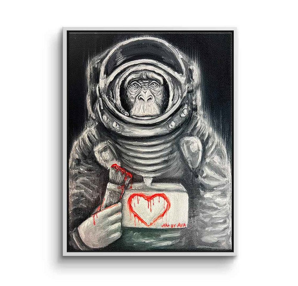 DOTCOMCANVAS® Leinwandbild Space Monkey, Leinwandbild Space Monkey Astronaut Raumanzug schwarz weiß Liebe Love von DOTCOMCANVAS®