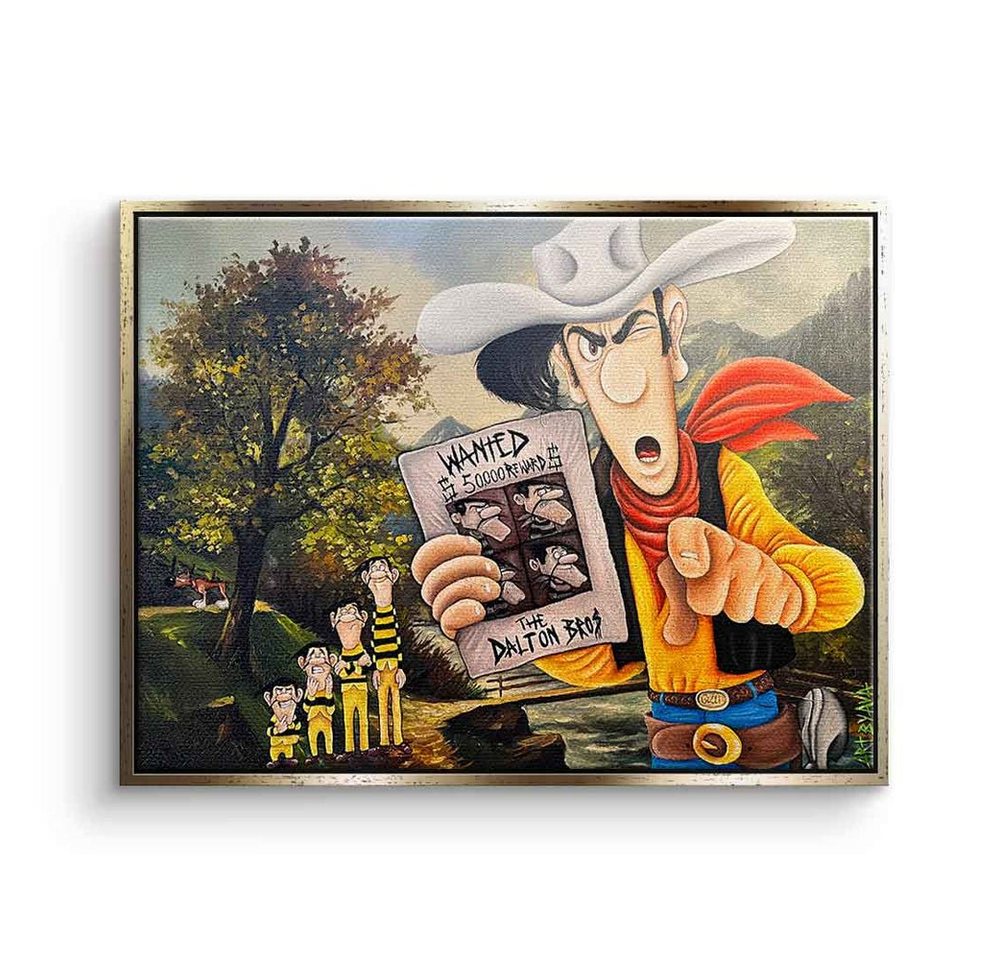 DOTCOMCANVAS® Leinwandbild Daltons on the run, Leinwandbild Die Daltons on the run Lucky Luke Comic Cartoon quer von DOTCOMCANVAS®