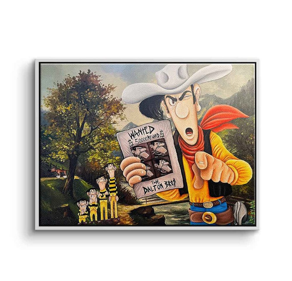 DOTCOMCANVAS® Leinwandbild Daltons on the run, Leinwandbild Die Daltons on the run Lucky Luke Comic Cartoon quer von DOTCOMCANVAS®