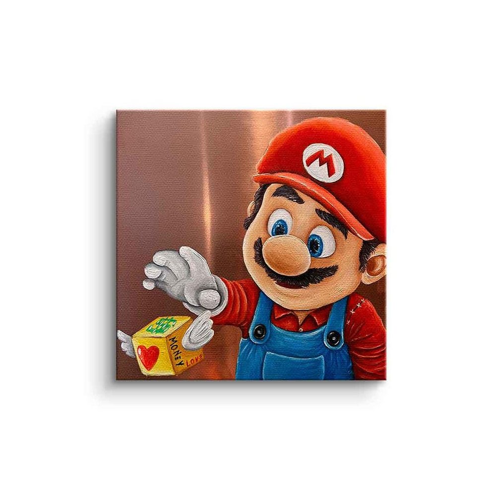 DOTCOMCANVAS® Leinwandbild Money Mario, Leinwandbild Money Super Mario Comic Cartoon Figur Geld hustle von DOTCOMCANVAS®