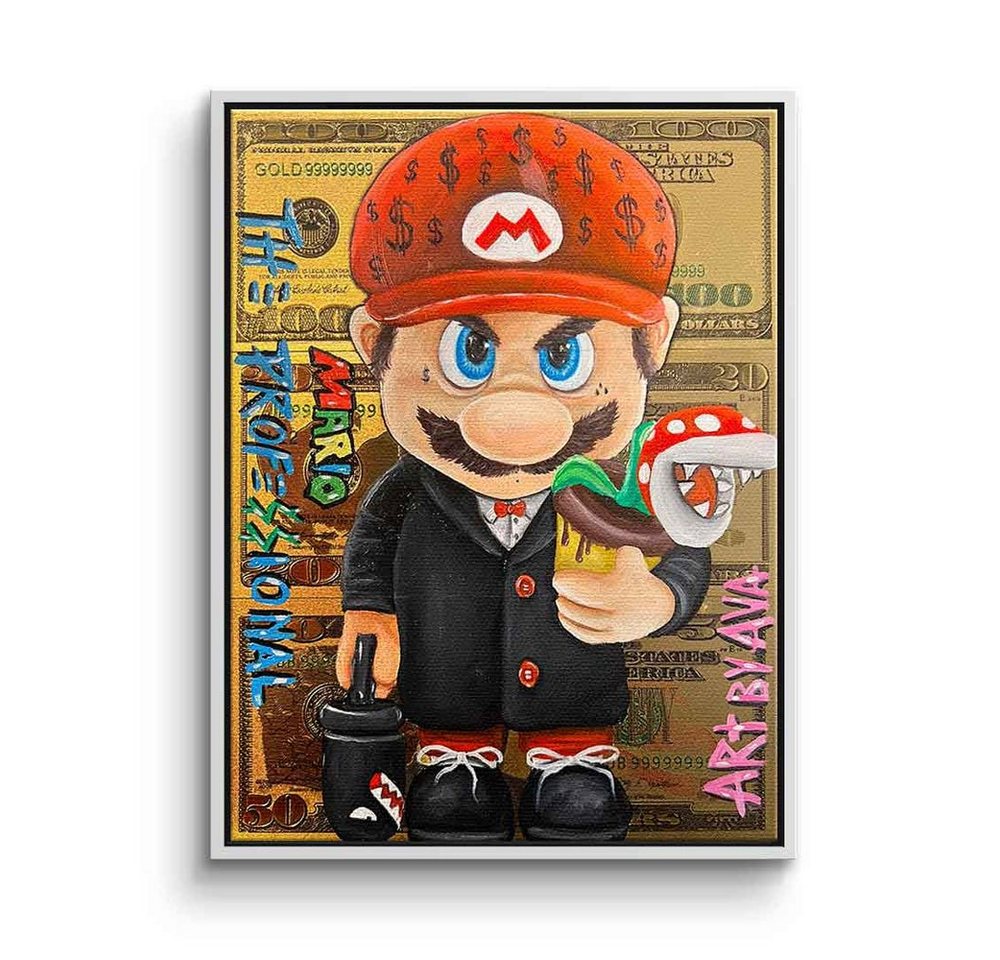 DOTCOMCANVAS® Leinwandbild Mario - The Professional, Leinwandbild Super Mario The Professional Cartoon Comic gold von DOTCOMCANVAS®