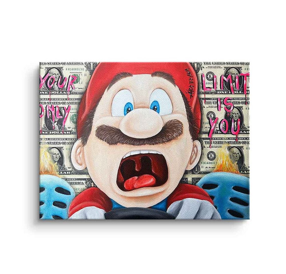 DOTCOMCANVAS® Leinwandbild Screaming Mario, Leinwandbild Screaming Super Mario Comic Cartoon your limit is you von DOTCOMCANVAS®