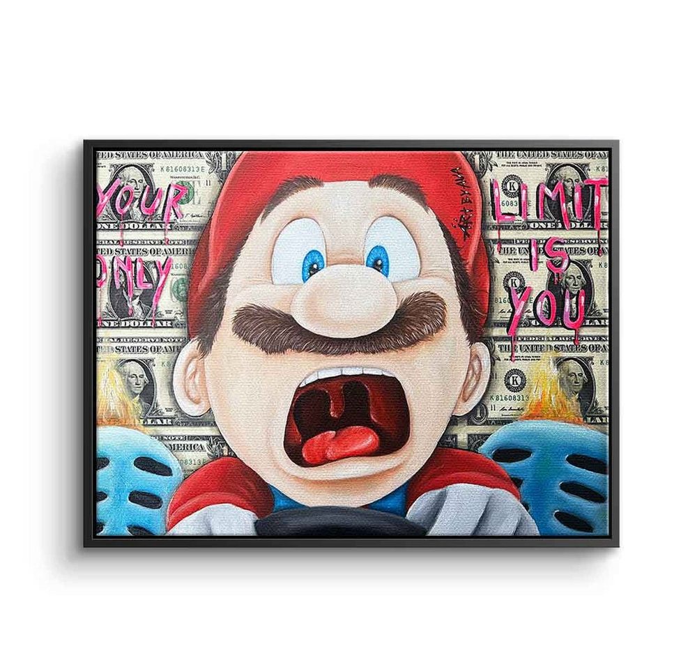 DOTCOMCANVAS® Leinwandbild Screaming Mario, Leinwandbild Screaming Super Mario Comic Cartoon your limit is you von DOTCOMCANVAS®