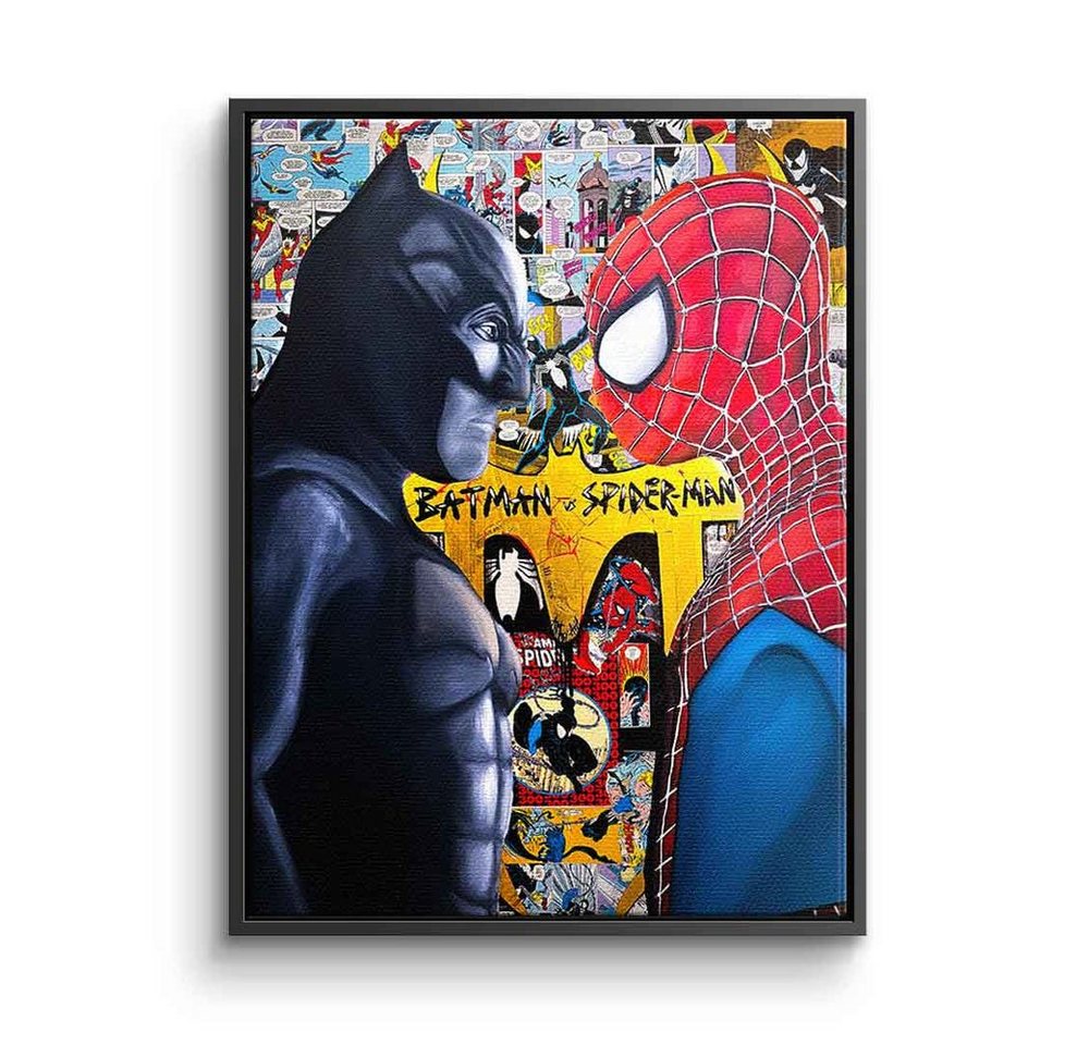 DOTCOMCANVAS® Leinwandbild Batman vs. Spider-Man, Leinwandbild Batman vs Spider-Man Comic Cartoon Wandbild interior von DOTCOMCANVAS®