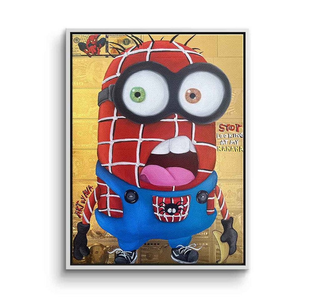 DOTCOMCANVAS® Leinwandbild Spider Minion, Leinwandbild Spider-Man Minions Comic Cartoon rot gold von DOTCOMCANVAS®