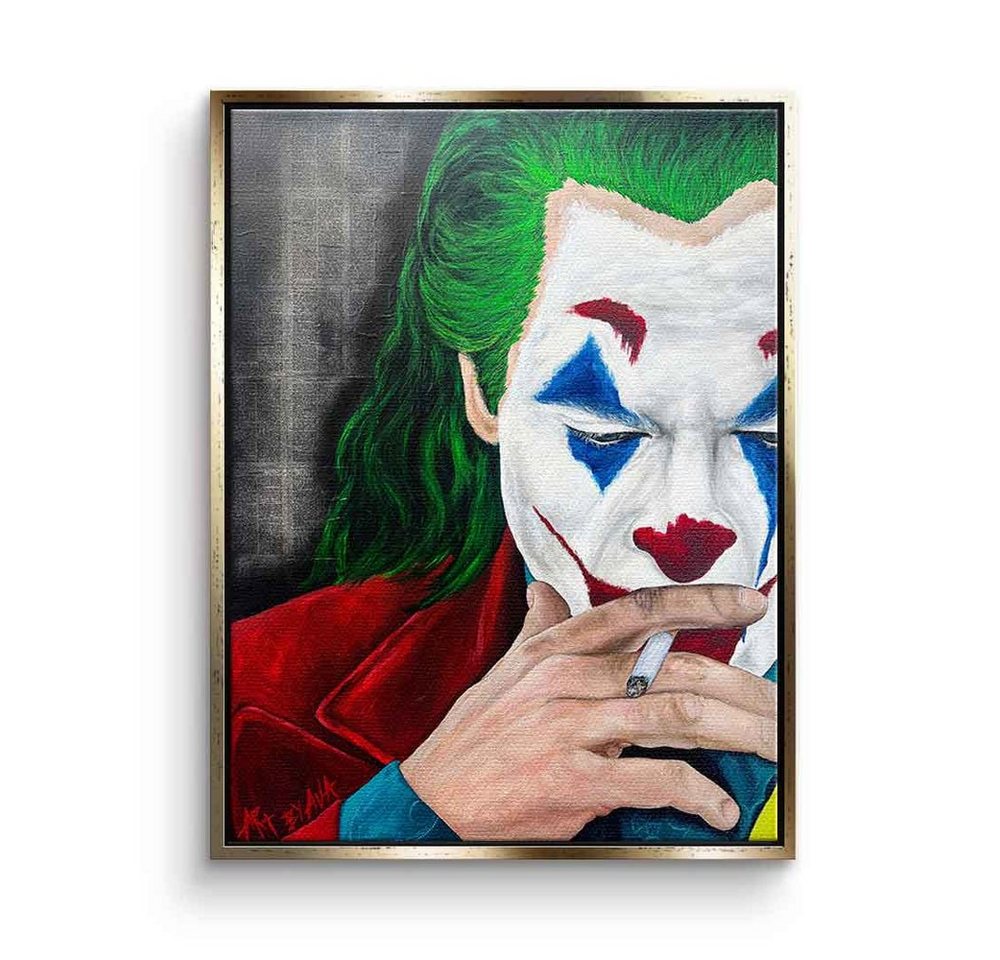 DOTCOMCANVAS® Leinwandbild Smoking Joker, Leinwandbild Smoking Joker Porträt The dark Knight Batman Wandbild von DOTCOMCANVAS®
