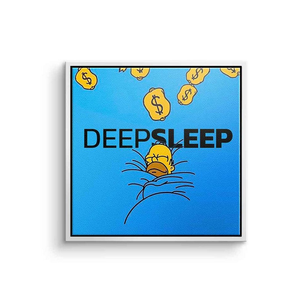 DOTCOMCANVAS® Leinwandbild Deep Sleep, Leinwandbild Die Simpsons Homer Simpson Deep Sleep Geld blau comic von DOTCOMCANVAS®