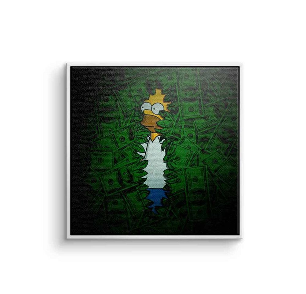 DOTCOMCANVAS® Leinwandbild Bunch of money, Leinwandbild Homer Simpson Die Simpsons Geld Hustle grün comic money von DOTCOMCANVAS®