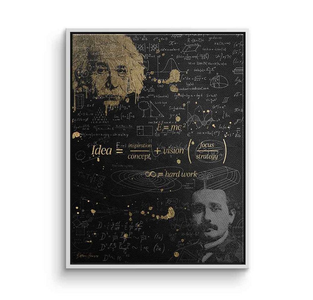 DOTCOMCANVAS® Leinwandbild Idea, Leinwandbild Albert Einstein Idee Motivation Formel Zeichnung Porträt von DOTCOMCANVAS®