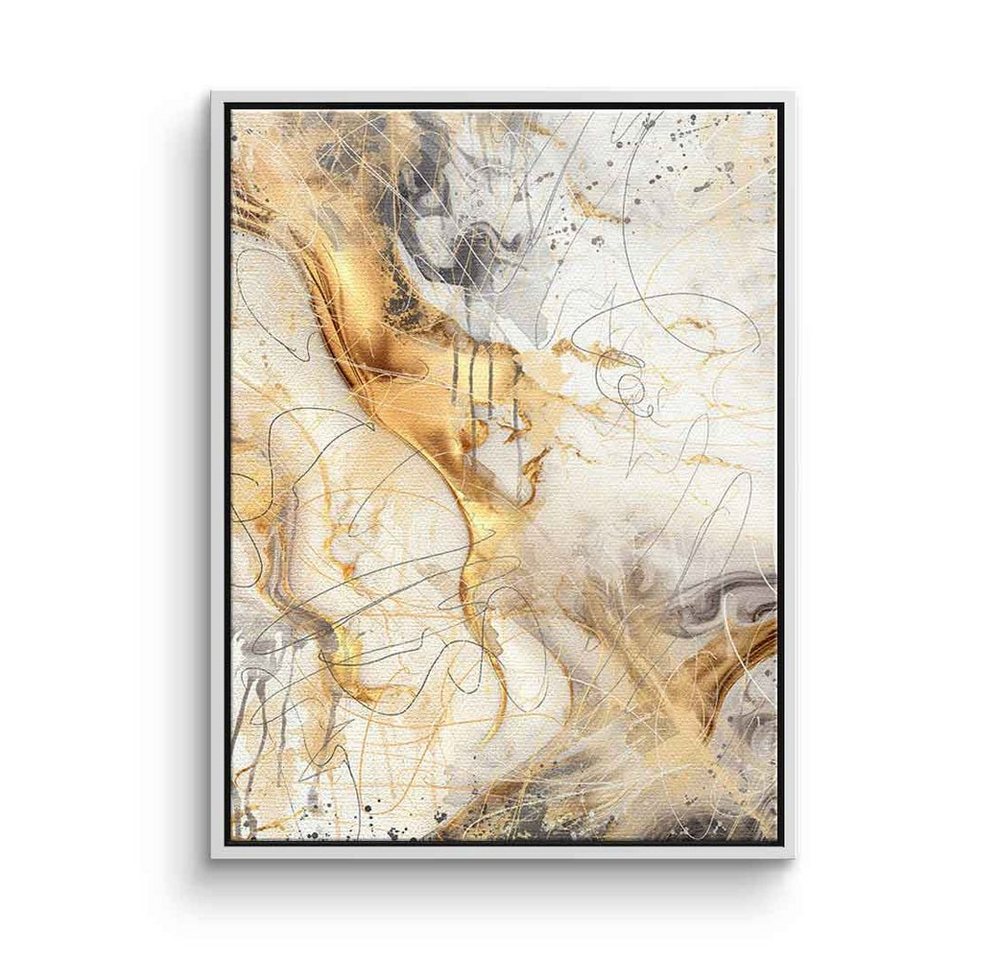 DOTCOMCANVAS® Leinwandbild White Magic, Leinwandbild Abstrakte Kunst moderne Kunst hochkant gold beige weiß von DOTCOMCANVAS®