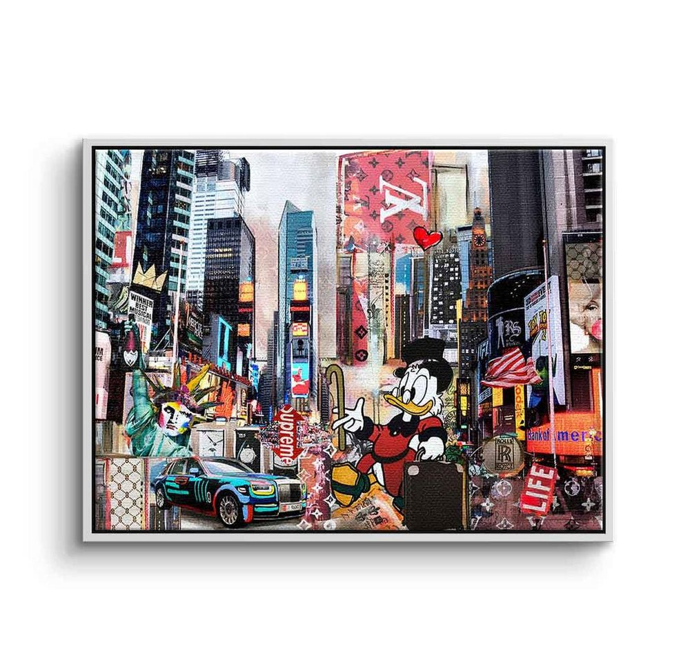 DOTCOMCANVAS® Leinwandbild Dagobert in New York City, Leinwandbild Dagobert Duck in New York City Comic Streetart Modern Art von DOTCOMCANVAS®