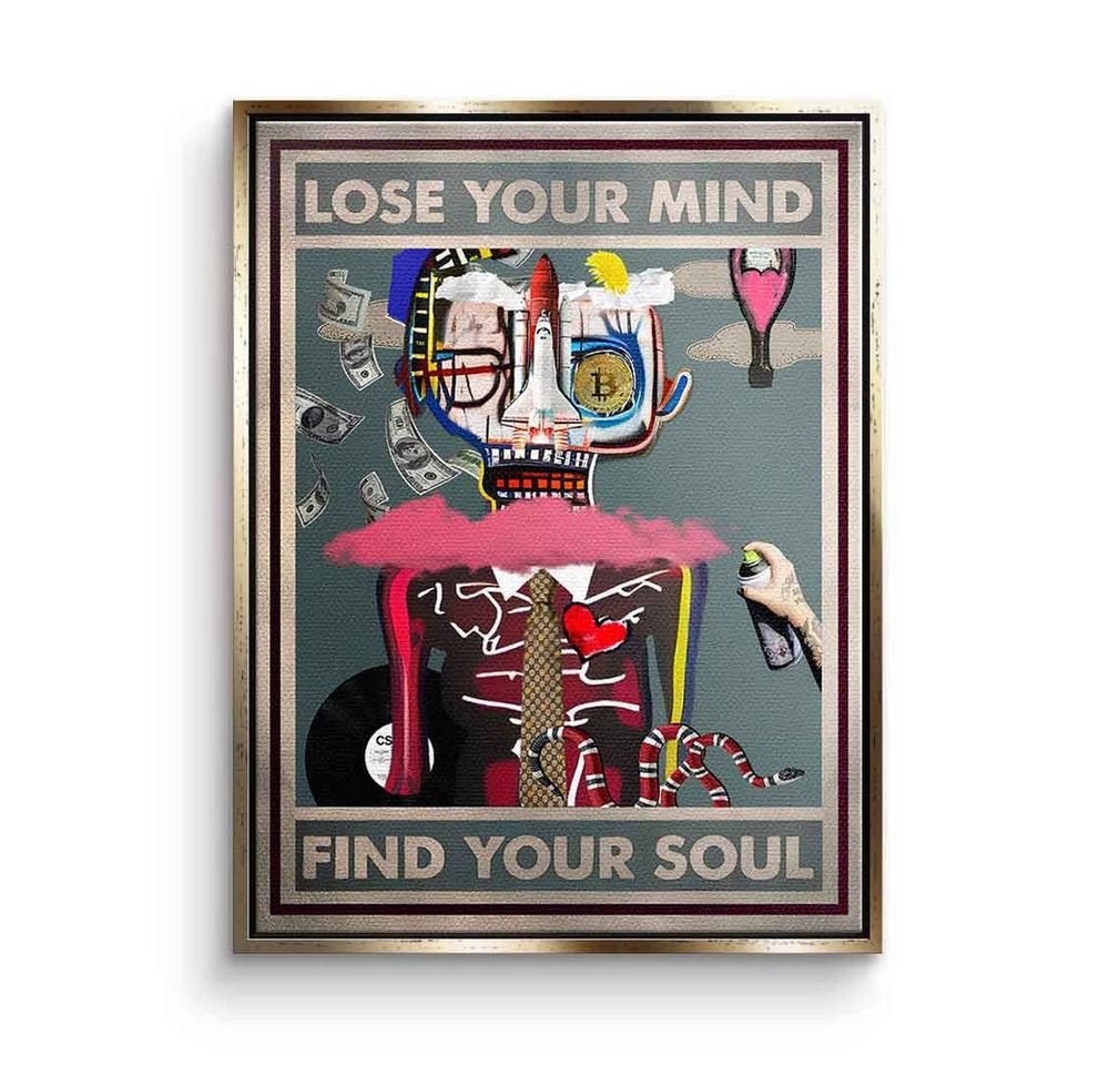 DOTCOMCANVAS® Leinwandbild Mind Soul, Leinwandbild Motivation Spruch Collage Pop Art Mind Soul von DOTCOMCANVAS®