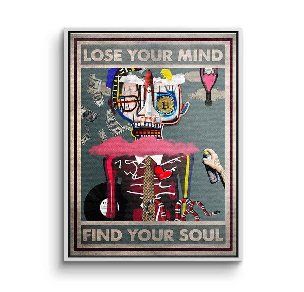 DOTCOMCANVAS® Leinwandbild Mind Soul, Leinwandbild Motivation Spruch Collage Pop Art Mind Soul von DOTCOMCANVAS®