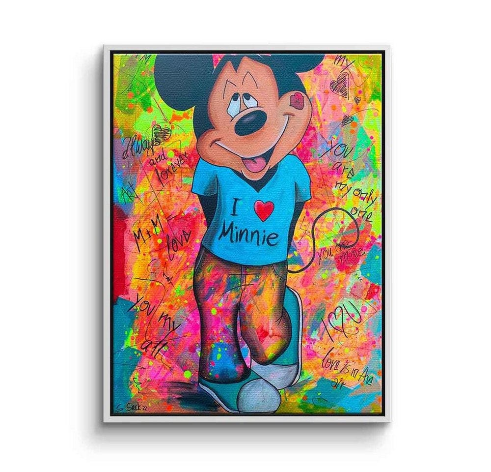 DOTCOMCANVAS® Leinwandbild Mickey Loves Minni, Leinwandbild Micky Maus Mickey Mickey Loves Minni Pop Art comic von DOTCOMCANVAS®