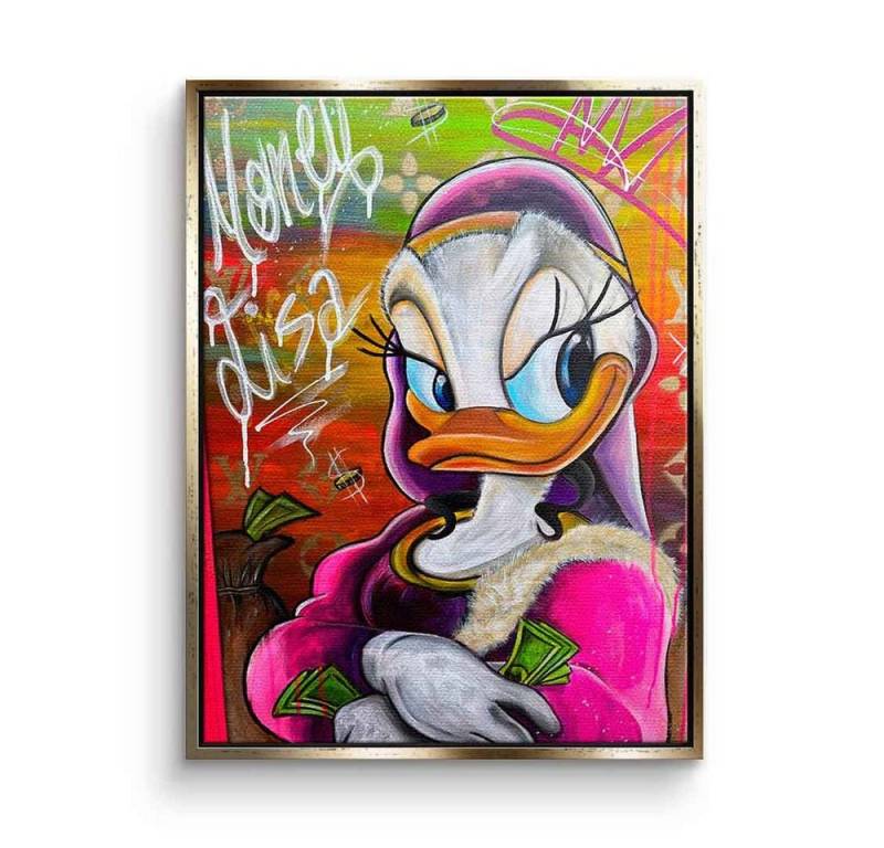 DOTCOMCANVAS® Leinwandbild Money Lisa 2.0, Leinwandbild Money Lisa Duck Comic Porträt Daisy Duck Mona Lisa von DOTCOMCANVAS®