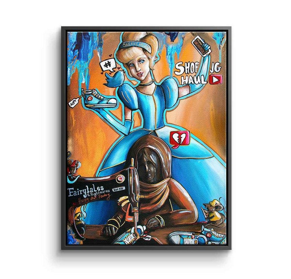 DOTCOMCANVAS® Leinwandbild Sneakerella, Leinwandbild Sneakerella Cinderella Pop Art Comic blau orange von DOTCOMCANVAS®