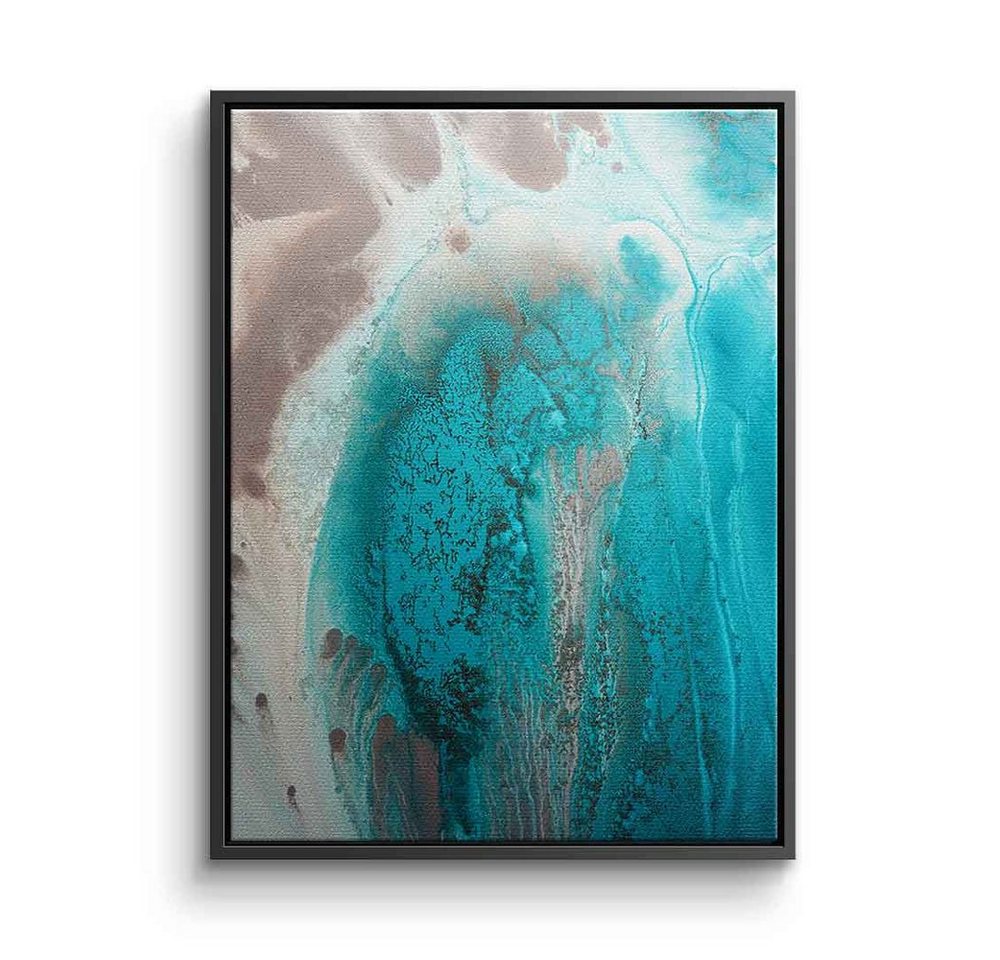 DOTCOMCANVAS® Leinwandbild Coral Sea Flow 1, Leinwandbild Coral Sea Flow 1 weiß blau türkis abstrakte moderne Kunst von DOTCOMCANVAS®