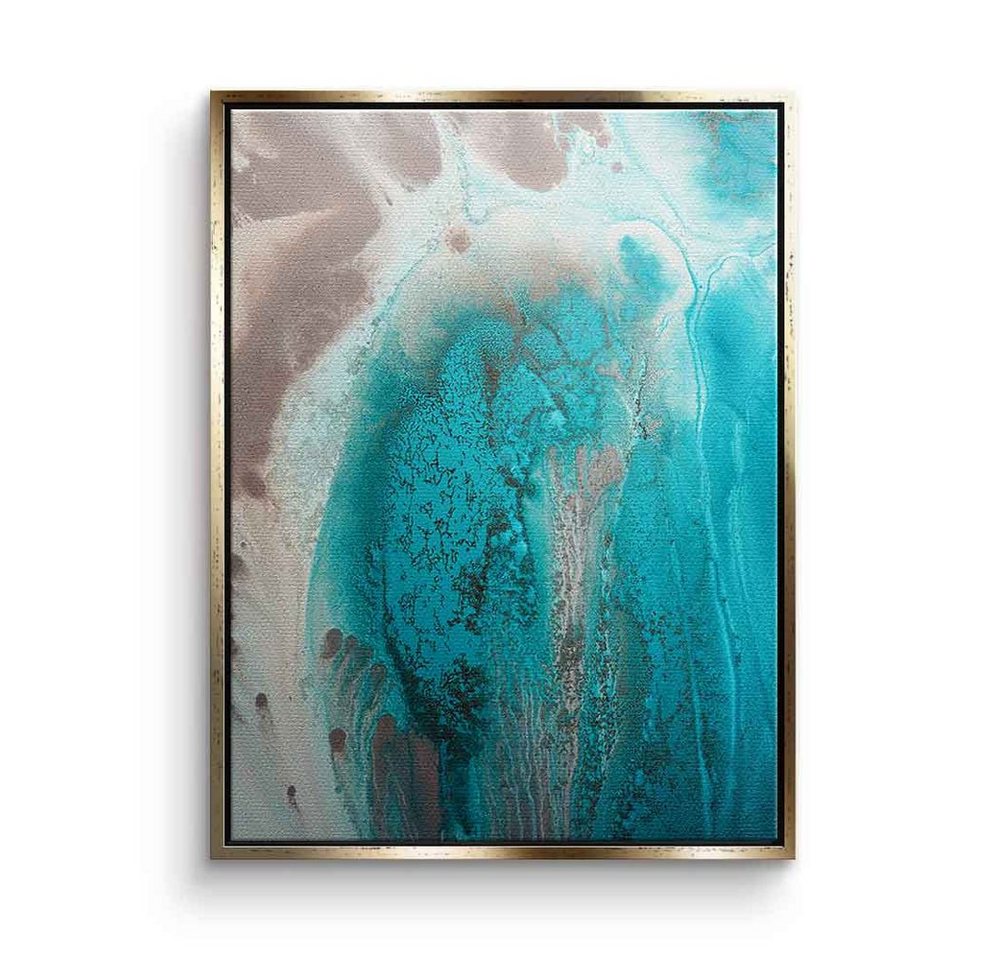 DOTCOMCANVAS® Leinwandbild Coral Sea Flow 1, Leinwandbild Coral Sea Flow 1 weiß blau türkis abstrakte moderne Kunst von DOTCOMCANVAS®