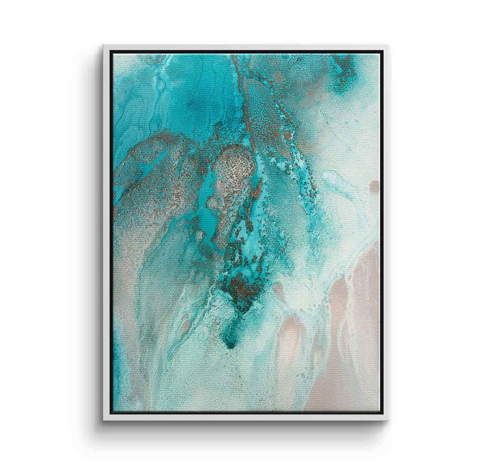 DOTCOMCANVAS® Leinwandbild Coral Sea Flow 2, Leinwandbild Coral Sea Flow 2 weiß blau türkis abstrakte moderne Kunst von DOTCOMCANVAS®