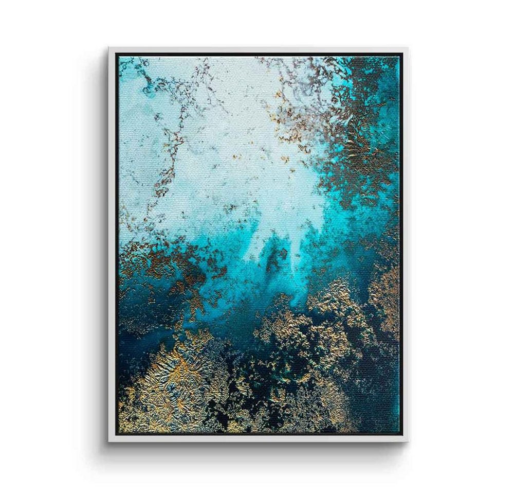 DOTCOMCANVAS® Leinwandbild Clear Water, Leinwandbild Clear Water abstrakt gold weiß blau moderne Kunst von DOTCOMCANVAS®