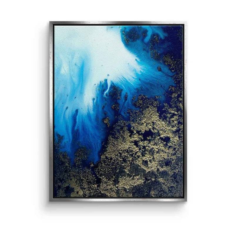 DOTCOMCANVAS® Leinwandbild Navy Shimmer, Leinwandbild Navy Shimmer blau gold schwarz abstrakte moderne Kunst von DOTCOMCANVAS®