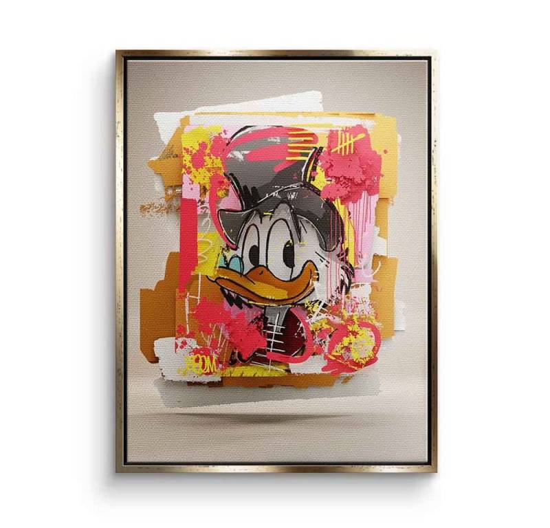 DOTCOMCANVAS® Leinwandbild Layer Dagobert, Leinwandbild Layer Dagobert Duck Comic Cartoon Pop Art rot orange von DOTCOMCANVAS®