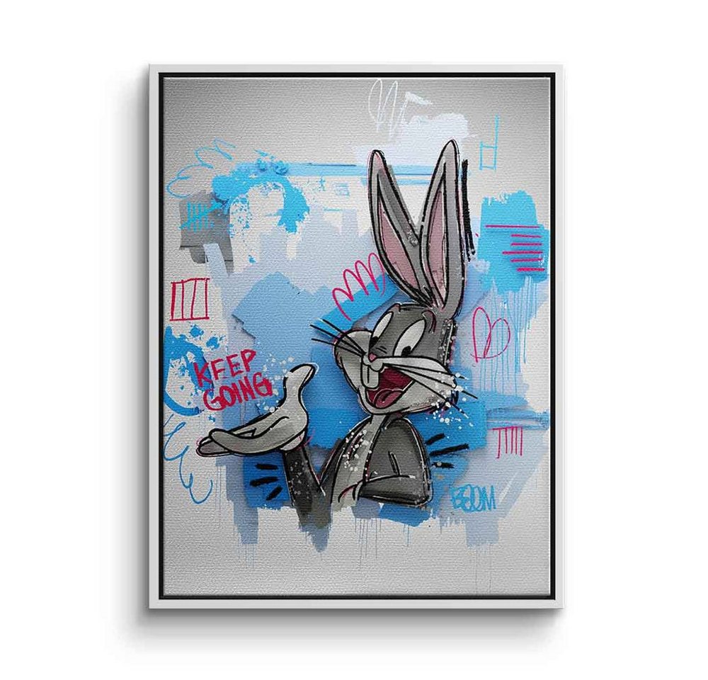 DOTCOMCANVAS® Leinwandbild Layer Bunny, Leinwandbild Layer Bunny Comic Cartoon Pop Art Bugs Bunny blau grau von DOTCOMCANVAS®