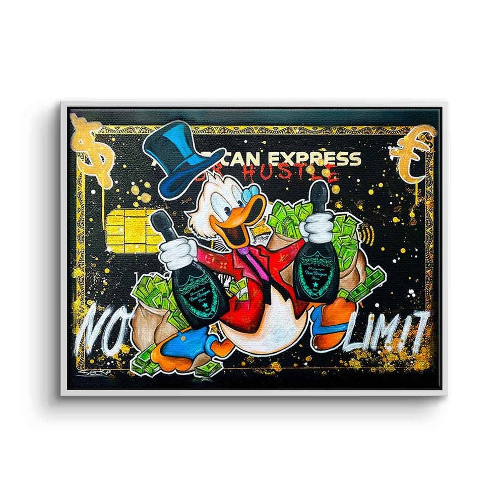 DOTCOMCANVAS® Leinwandbild No Limit, Leinwandbild Dagobert Duck American Express No Limit comic Pop Art von DOTCOMCANVAS®