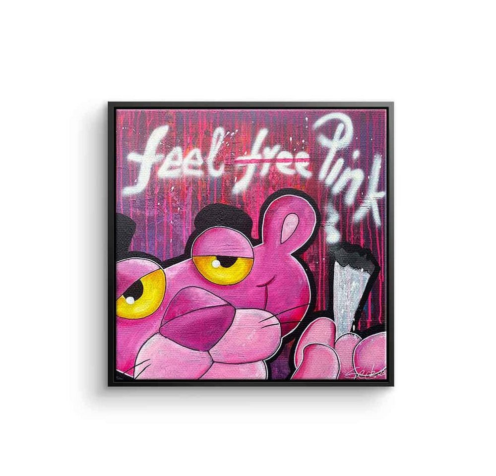 DOTCOMCANVAS® Leinwandbild Feel Pink, Leinwandbild Feel Pink Der rosarote Panther comic pink quadratisch von DOTCOMCANVAS®