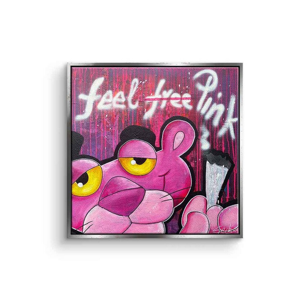 DOTCOMCANVAS® Leinwandbild Feel Pink, Leinwandbild Feel Pink Der rosarote Panther comic pink quadratisch von DOTCOMCANVAS®