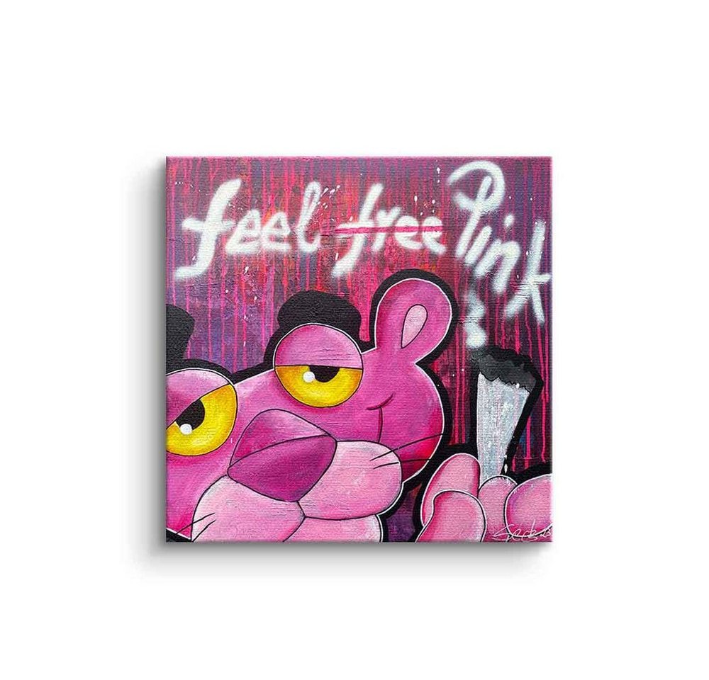 DOTCOMCANVAS® Leinwandbild Feel Pink, Leinwandbild Feel Pink Der rosarote Panther comic pink quadratisch von DOTCOMCANVAS®