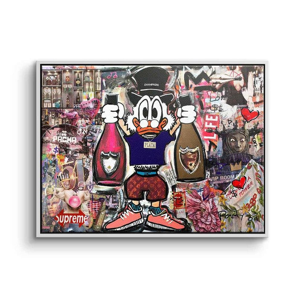 DOTCOMCANVAS® Leinwandbild Dagobert Party, Leinwandbild Dagobert Party Pop Art streetart comic Dom Perignon von DOTCOMCANVAS®