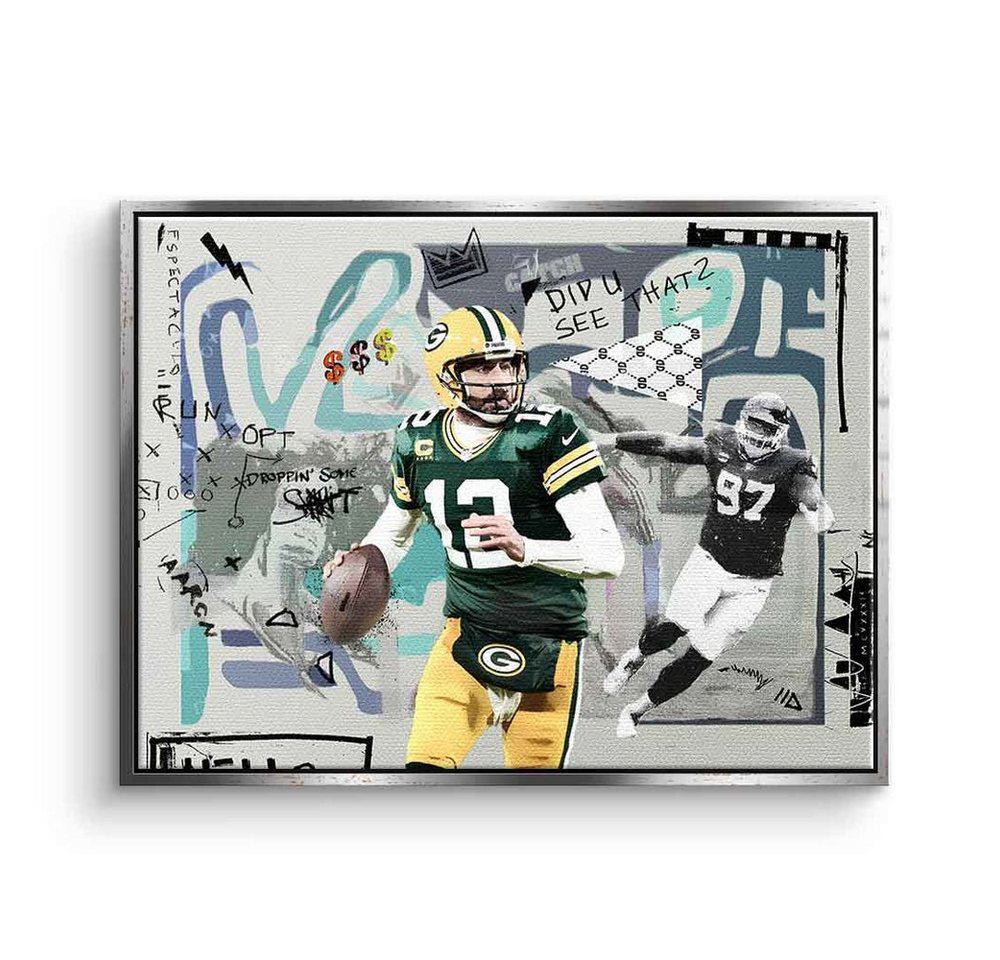 DOTCOMCANVAS® Leinwandbild Aaron Rodgers, Leinwandbild Aaron Rodgers 12 Quarterback NFL Green Bay Packers von DOTCOMCANVAS®