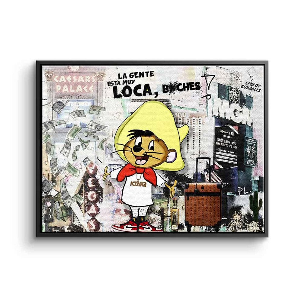 DOTCOMCANVAS® Leinwandbild Speedy Gonzales, Leinwandbild Speedy Gonzales in Las Vegas Comic Cartoon Geld von DOTCOMCANVAS®