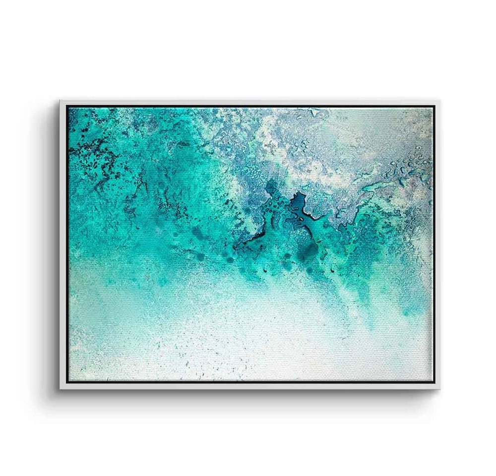 DOTCOMCANVAS® Leinwandbild Turquoise Whispering, Leinwandbild Turquoise abstrakte moderne Kunst weiß blau Strand Meer von DOTCOMCANVAS®