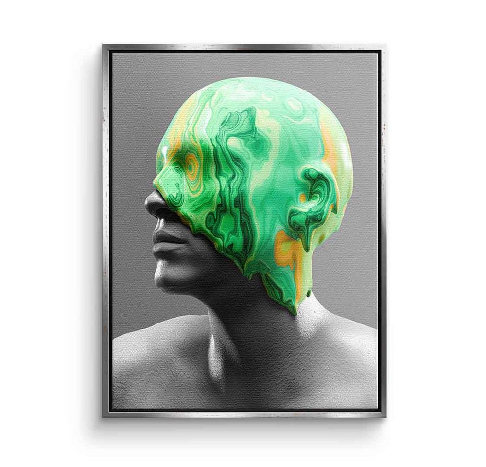 DOTCOMCANVAS® Leinwandbild Emerald Consciousness, Leinwandbild Emerald Consciousness moderne Kunst Portrait grau grün von DOTCOMCANVAS®