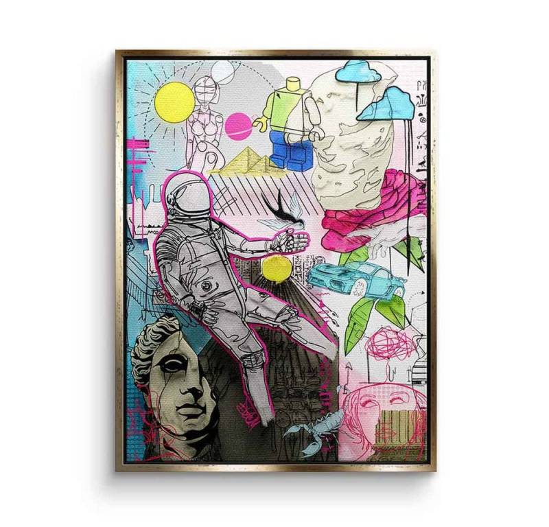 DOTCOMCANVAS® Leinwandbild Back to the future, Leinwandbild Back to the future Comic Collage Zeichnung fine art von DOTCOMCANVAS®