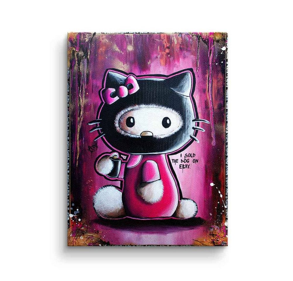 DOTCOMCANVAS® Leinwandbild Hello Graffiti Kitty, Leinwandbild Hello Graffiti Kitty Pop Art Painting Wandbild pink von DOTCOMCANVAS®