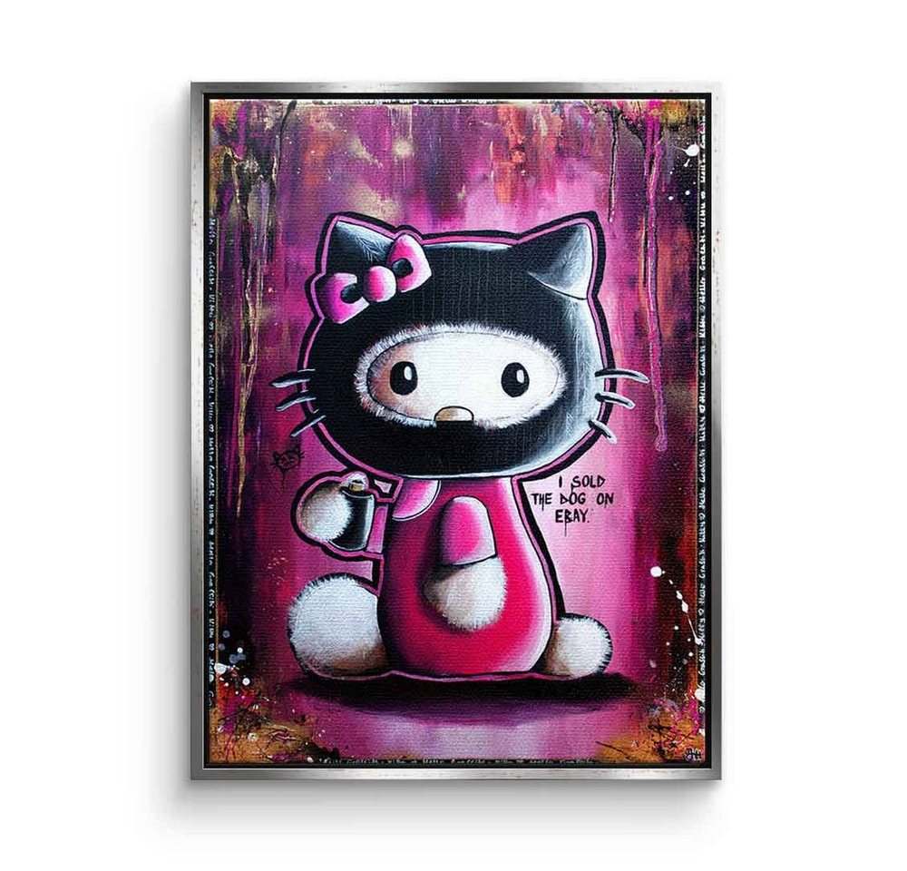 DOTCOMCANVAS® Leinwandbild Hello Graffiti Kitty, Leinwandbild Hello Graffiti Kitty Pop Art Painting Wandbild pink von DOTCOMCANVAS®