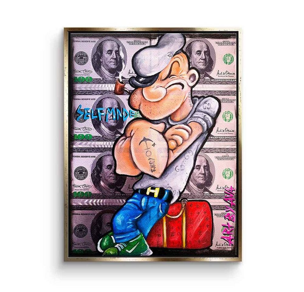 DOTCOMCANVAS® Leinwandbild Selfmade Sailor, Leinwandbild Popeye Comic Cartoon Geld Money selfmade sailor von DOTCOMCANVAS®