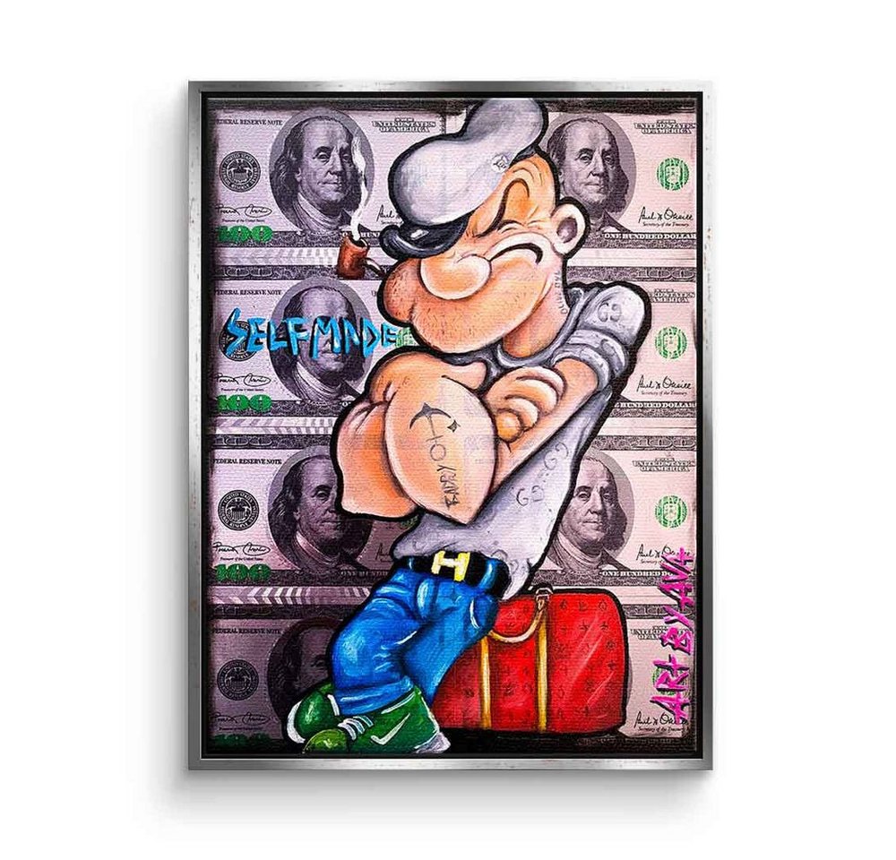 DOTCOMCANVAS® Leinwandbild Selfmade Sailor, Leinwandbild Popeye Comic Cartoon Geld Money selfmade sailor von DOTCOMCANVAS®